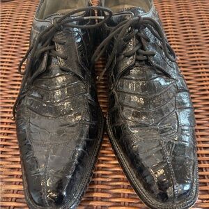 Elegant Belvedere Black Crocodile Pattern Men's Shoes